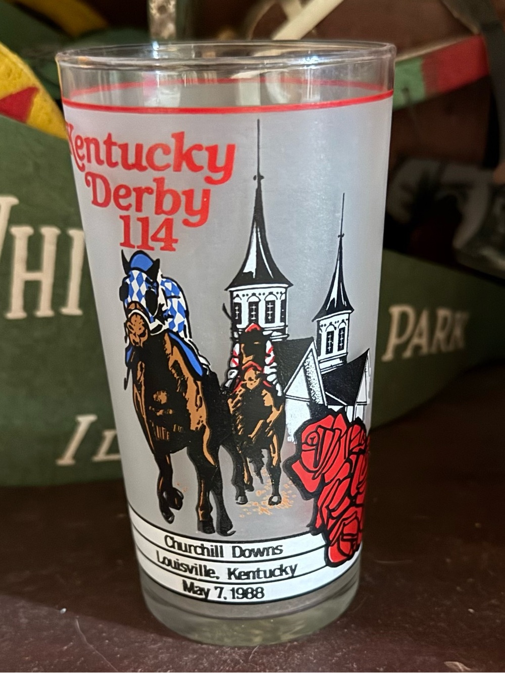 1988 Kentucky Derby Glass Run Roses Mint Julep Souvenir
